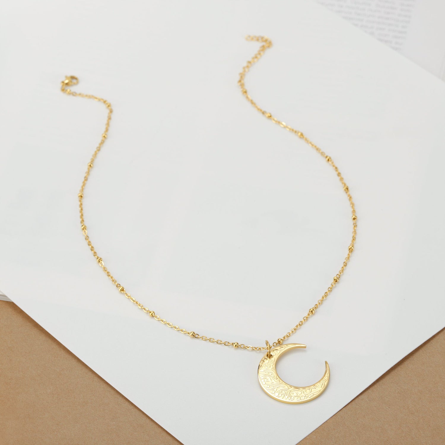 Crescent Moon Necklace | Arabic Moon Necklace | Getdawah