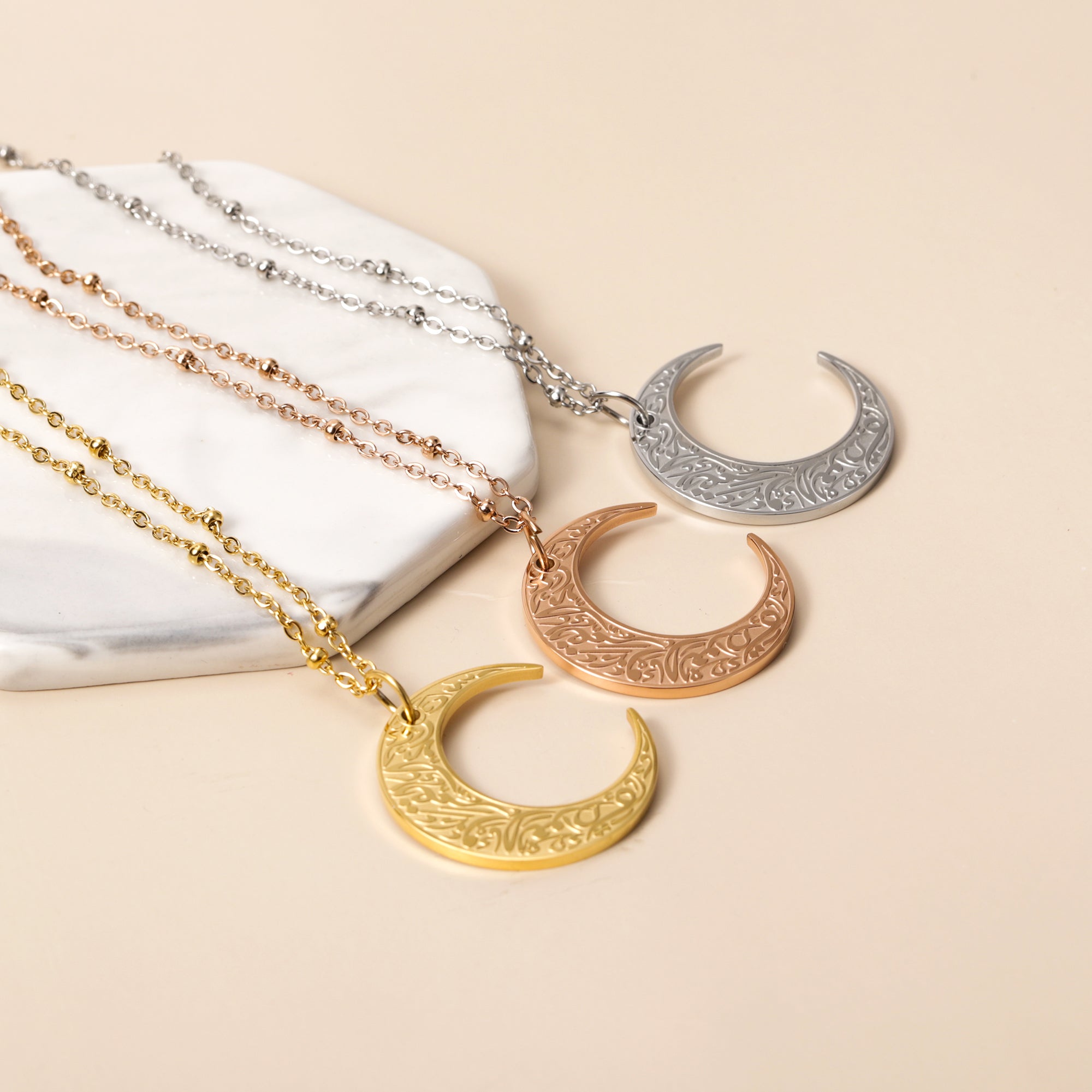 Crescent Moon Necklace | Arabic Moon Necklace | Getdawah