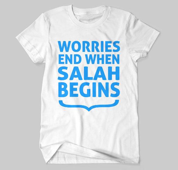 Worries End When Salah Begins T-shirt - GetDawah Muslim Clothing