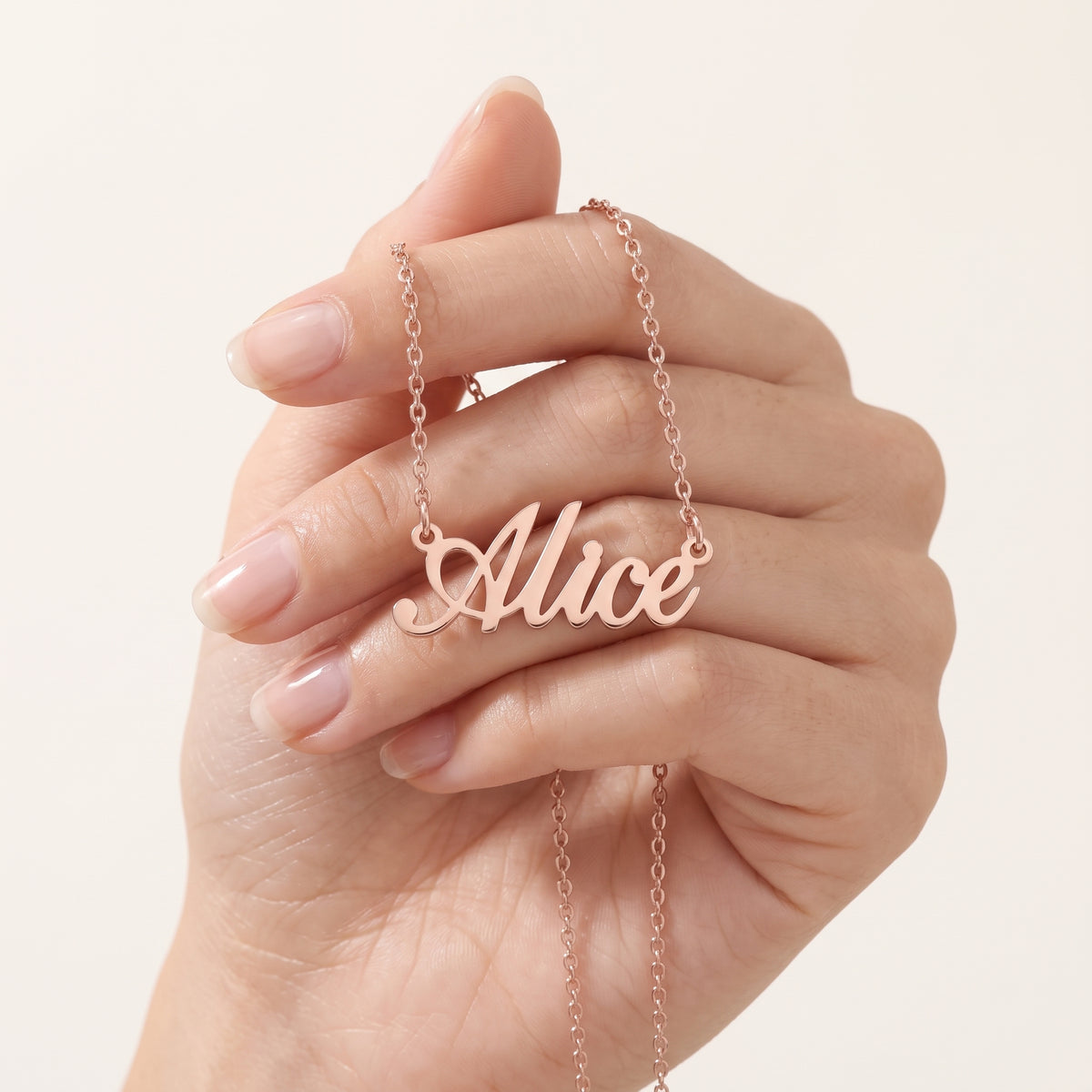 Custom English Name Necklace in Rose Gold