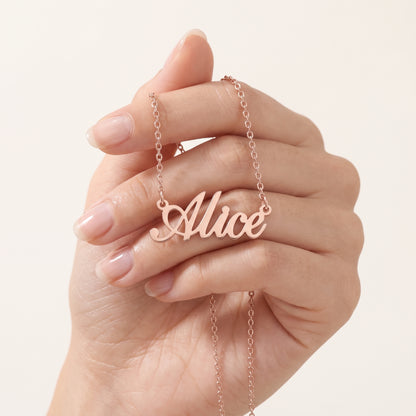 Custom English Name Necklace in Rose Gold