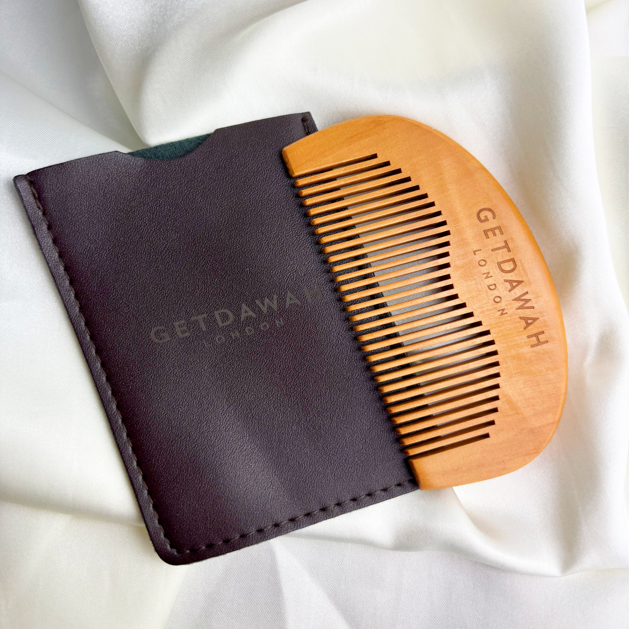 Wooden Comb Set + Leather Pouch