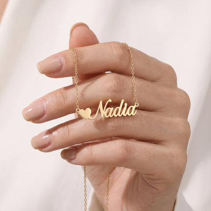 Customised English Heart Name Necklace