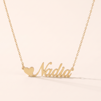 Customised English Heart Name Necklace