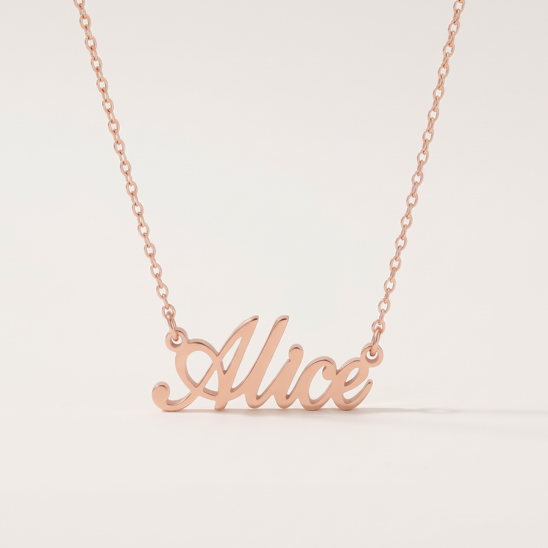 Custom English Name Necklace in Rose Gold