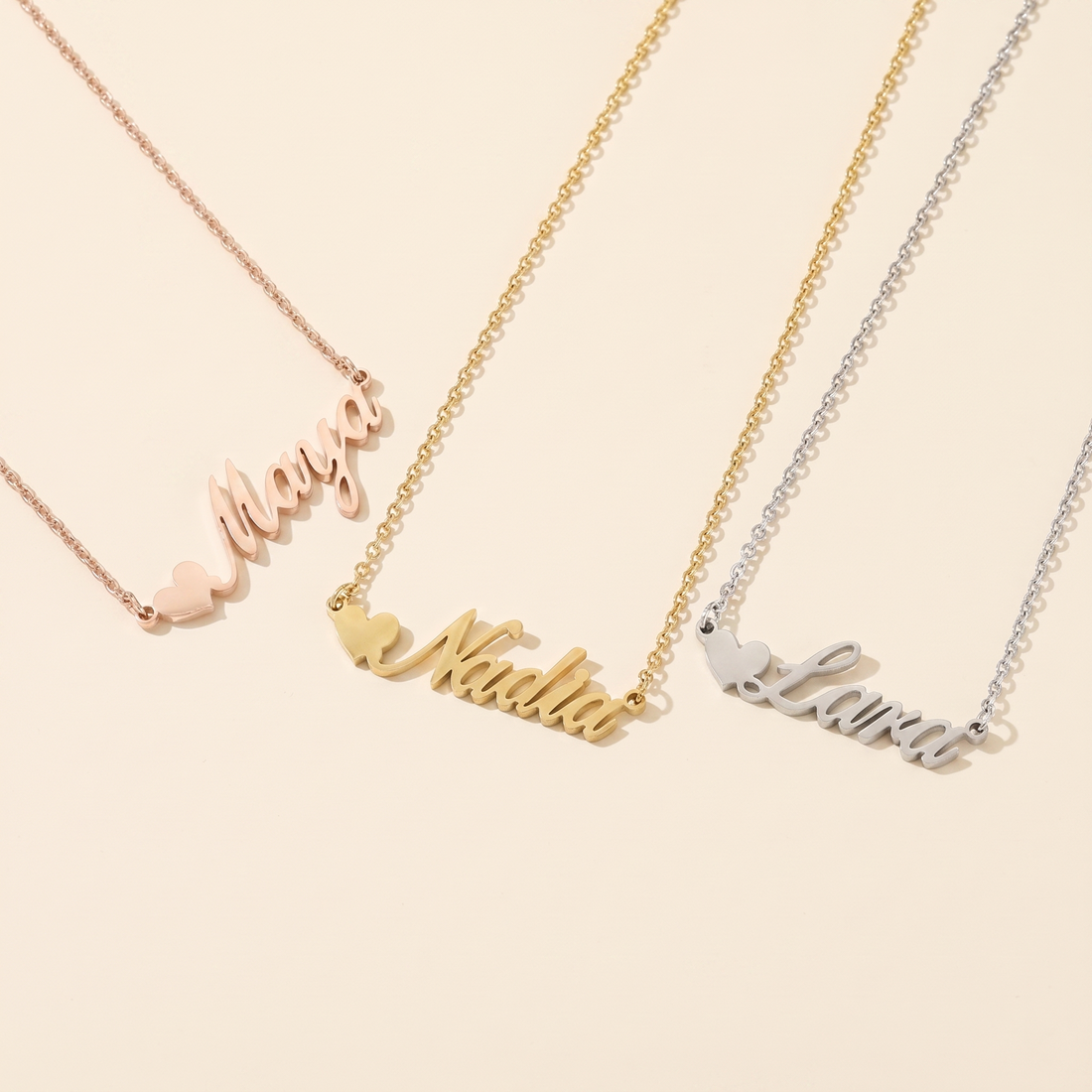 Customised English Heart Name Necklace