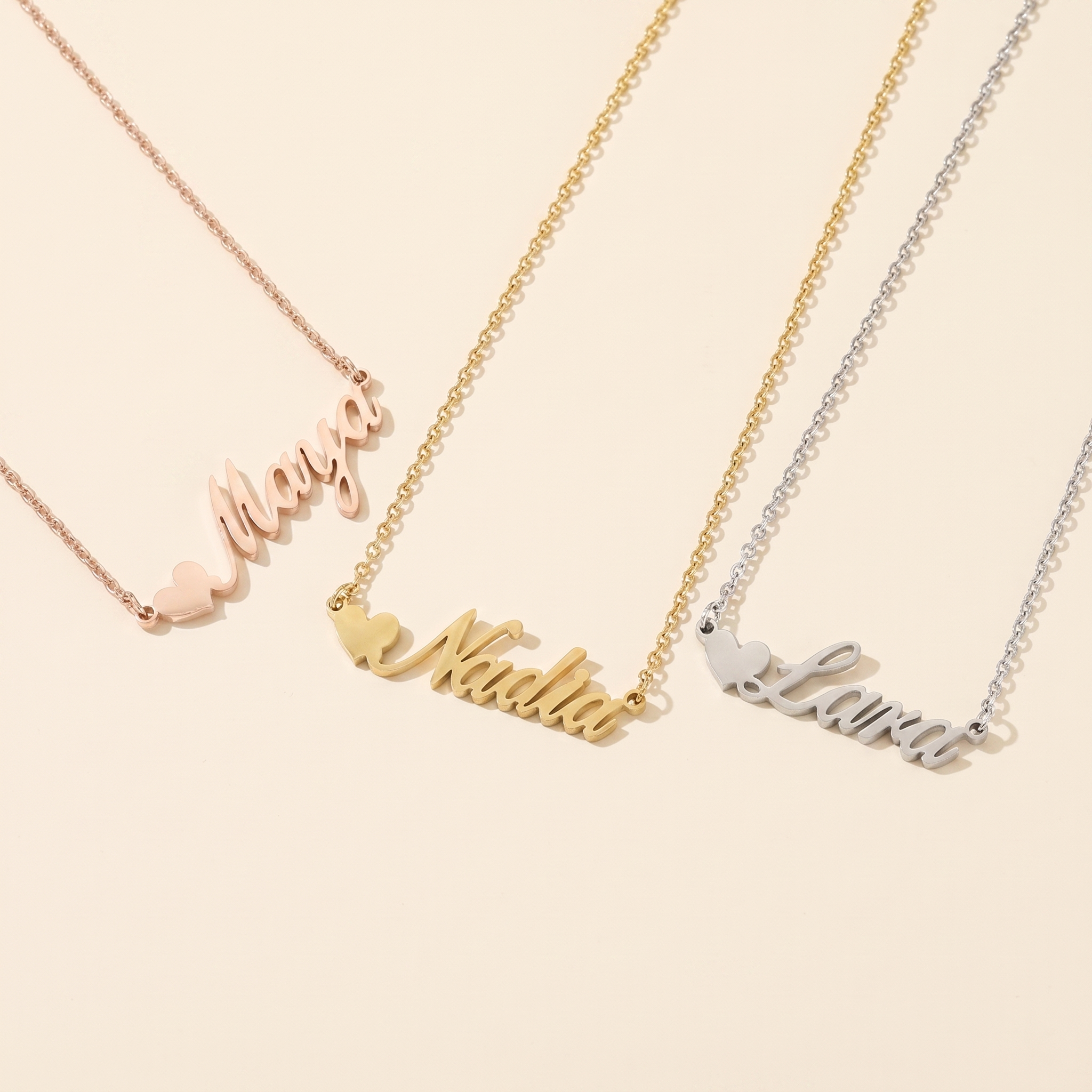 Customised English Heart Name Necklace