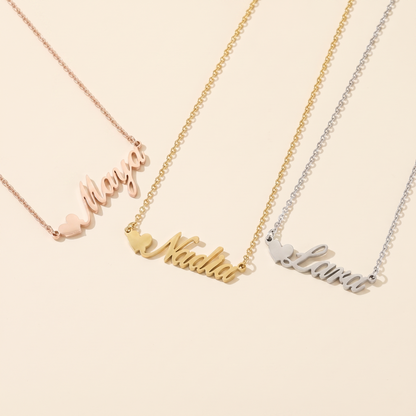 Customised English Heart Name Necklace