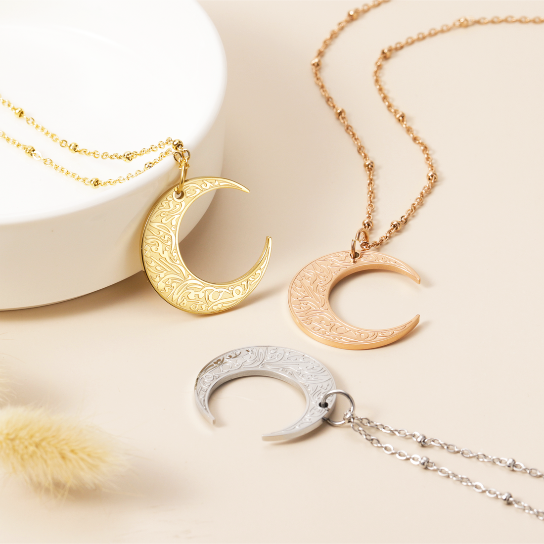 Crescent Moon Necklace | Arabic Moon Necklace | Getdawah