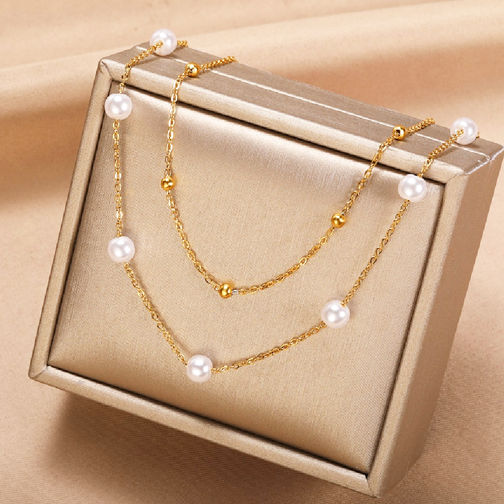 Double Layer Pearl Necklace | NEW