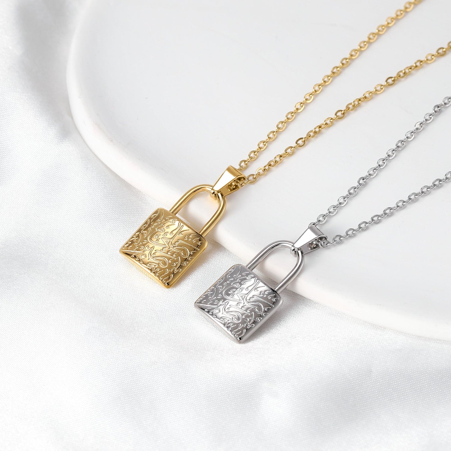 Prayer &amp; Patience Lock Necklace