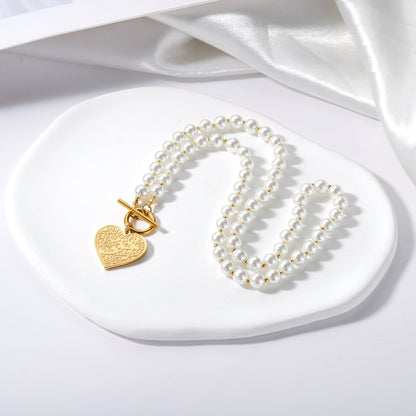 &quot;My Sister&quot; Heart Pearl Calligraphy Necklace