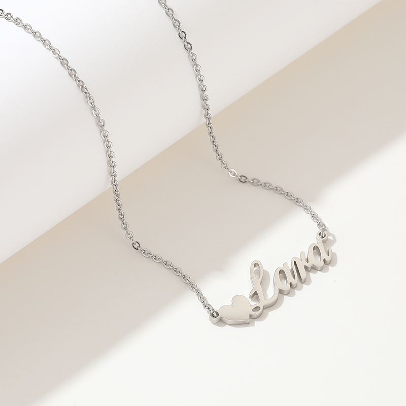 Customised English Heart Name Necklace + Free Gift Pouch